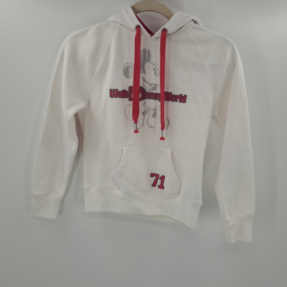 WALT DISNEY WORLD Parks HOODIE White Magenta Pink Quilted Mickey Mouse Size Smal